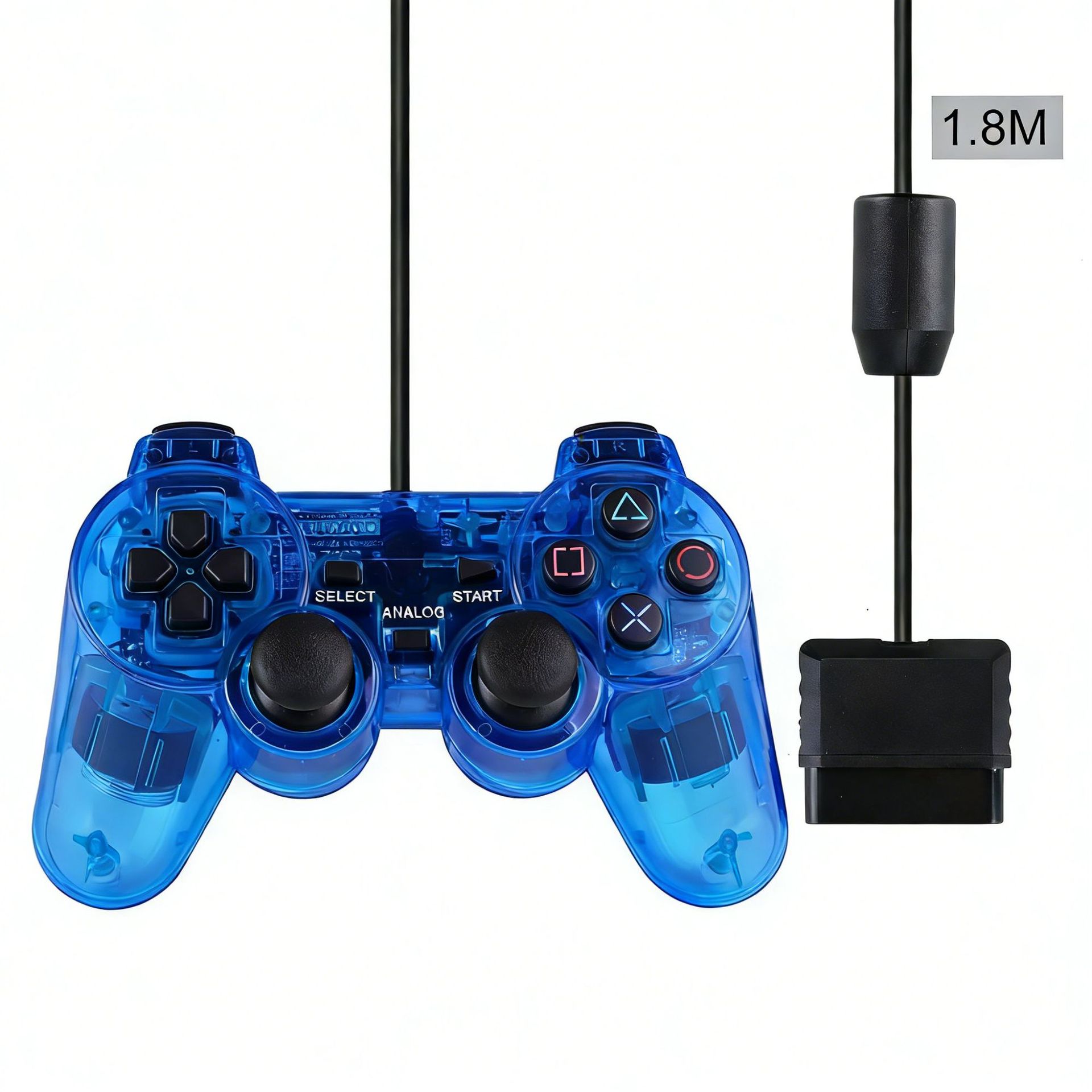 PS Wired Game Controller P2 Dual Vibration Controller Transparent Color Solid Color Dual Motor