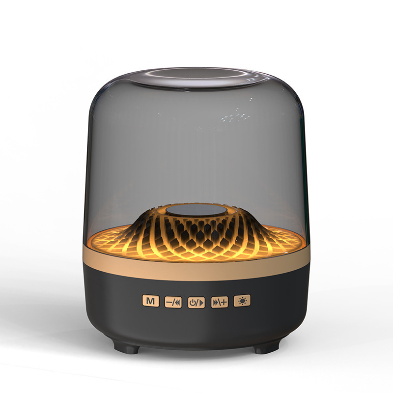 Black Gold RGB Light Portable Dual Battery Bluetooth Speaker Crystal Audio Shinco