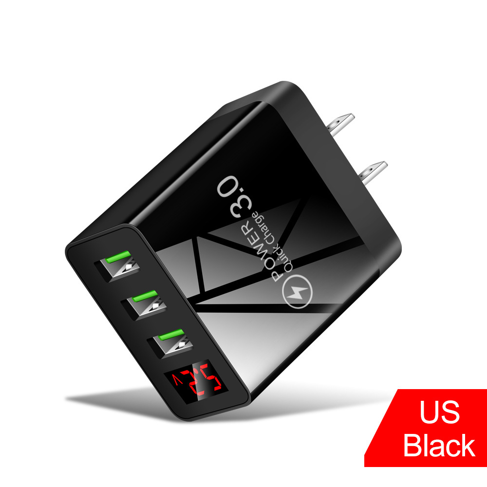 3USB Display Phone Charger EU US UK Plug Wall Charger Travel Charger