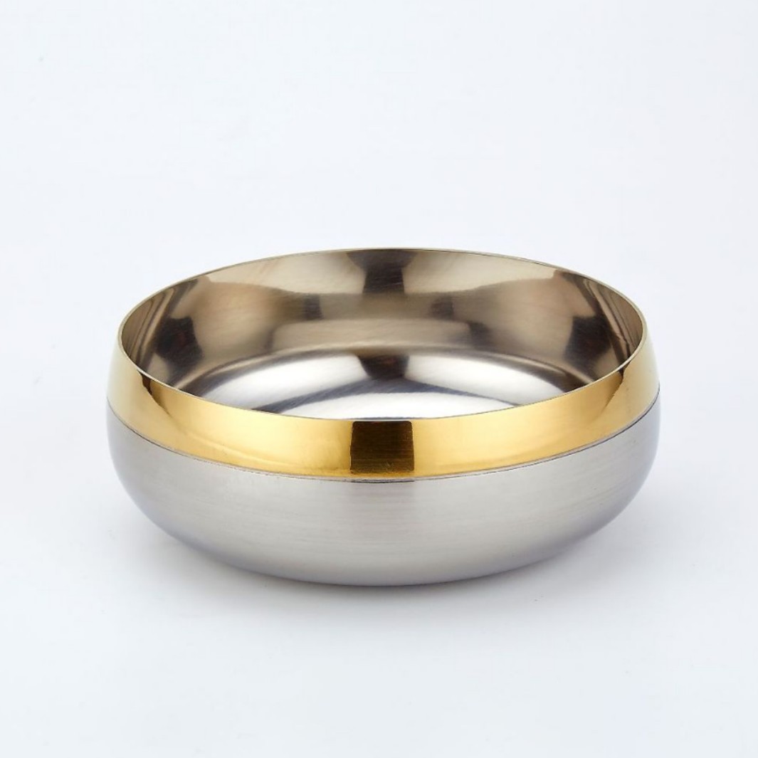 304 Stainless Steel Gold Rim Wine Glass Set Bar Cocktail Plate Bowl Restaurant Home Kitchen Supplies