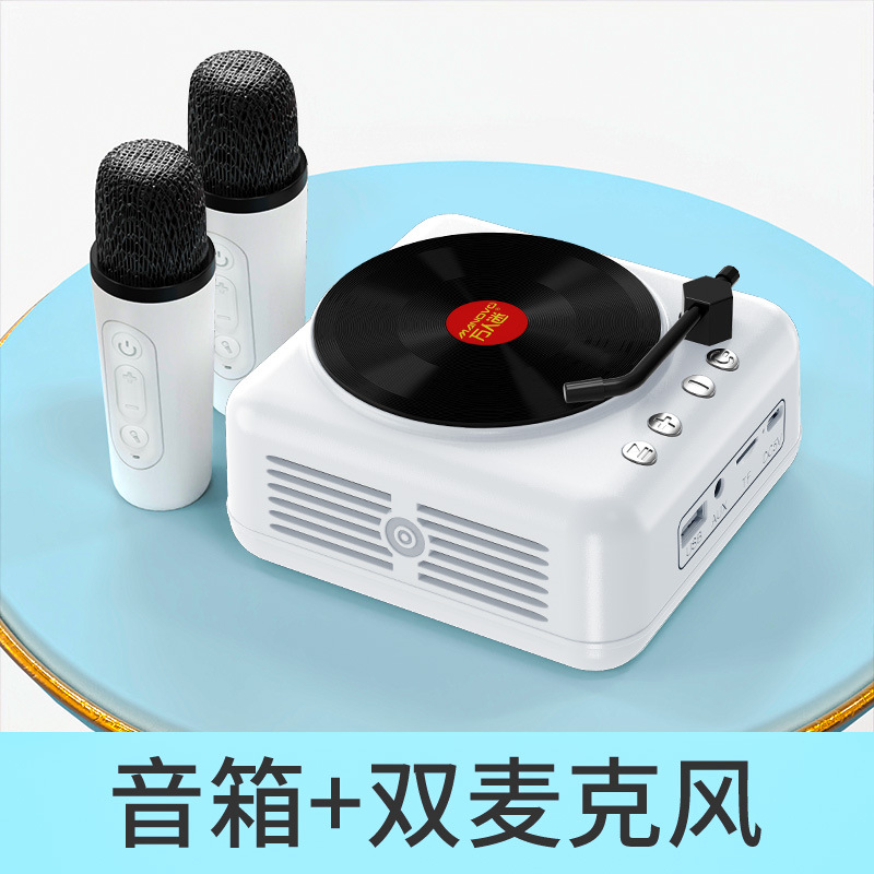 Charming Black Vinyl CD Player Record Player Bluetooth Speaker Mini Gramophone Small Audio Private Model