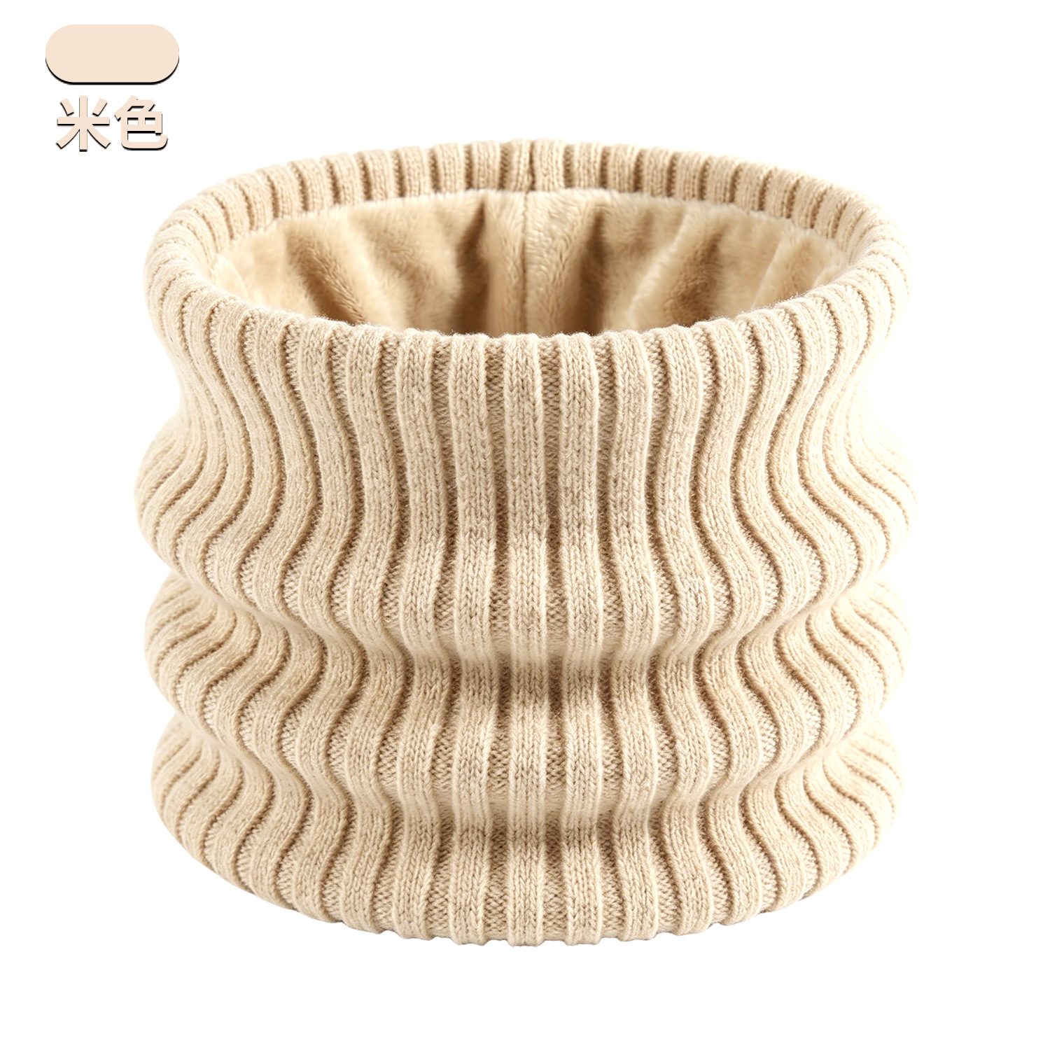 Winter Adult Neck Gaiter Double-Layer Fleece-Lined Thick Warm Unisex High-Neck Wool Knit Scarf Windproof