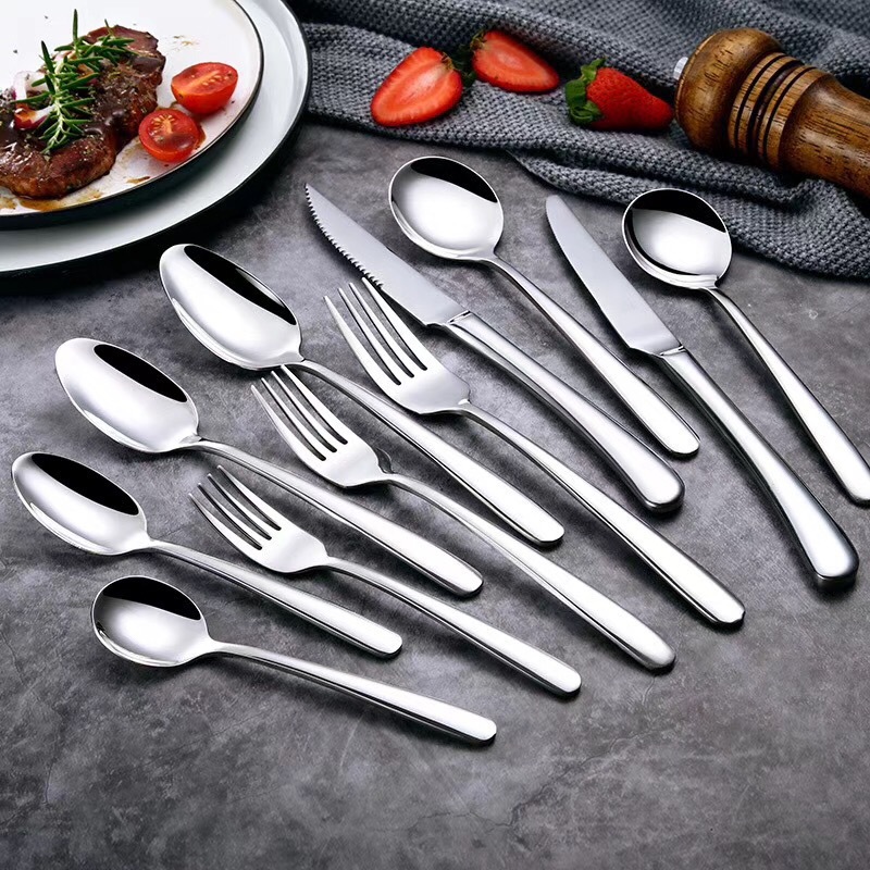 Thickened 304 stainless steel tableware knife fork spoon, elegant series, Western food set, steak knife, dinner fork, hotel supplies