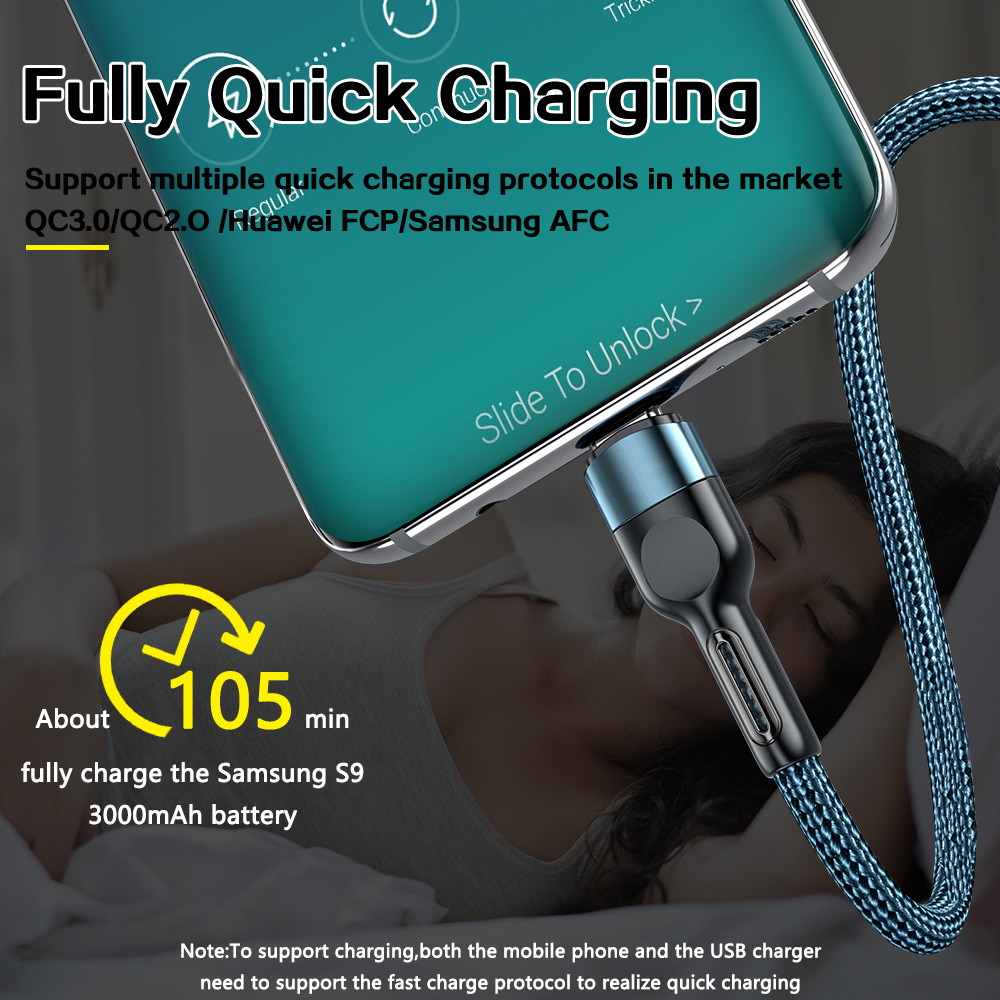 Solid Color Nylon Braided Anti-Slip Data Cable for Android Apple Huawei TYPE-C Fast Charging 5A Heavy Metal