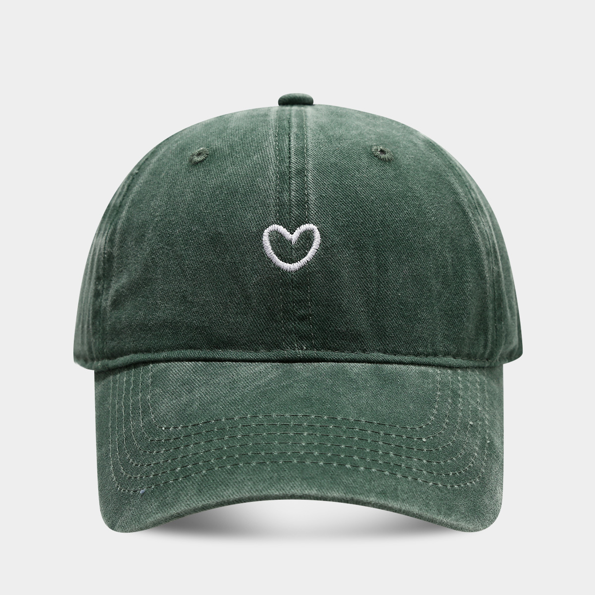 Small Heart Embroidery Soft Top Duckbill Cap for Women, Summer Outdoor Simple Washed Baseball Cap for Men, Autumn