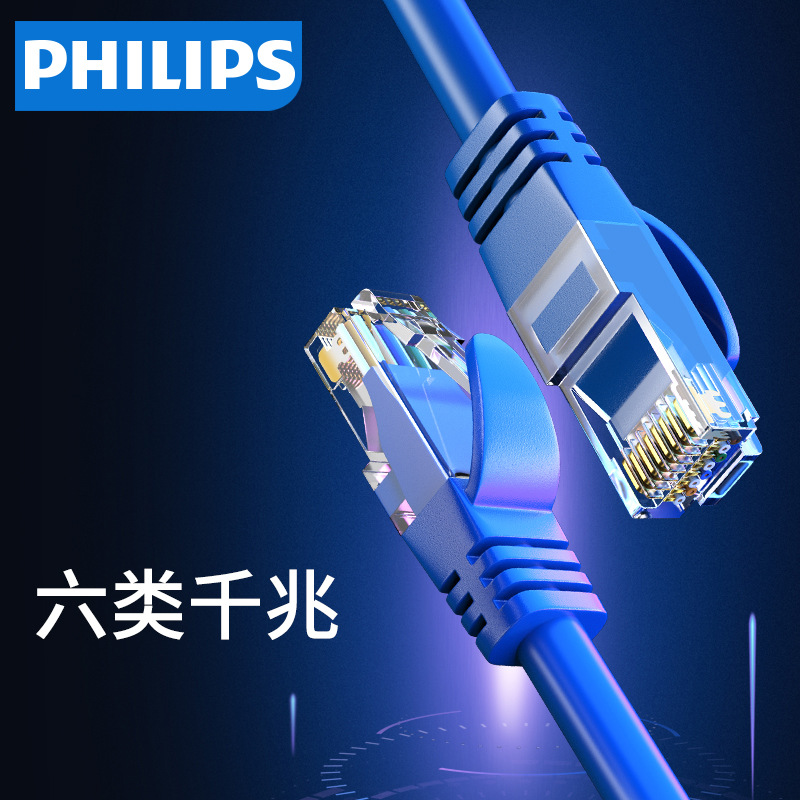 Philips CAT6 Finished Category 6 Gigabit Ethernet Cable Unshielded 8-core Twisted Pair Patch Cord Broadband High-speed Connection Cable