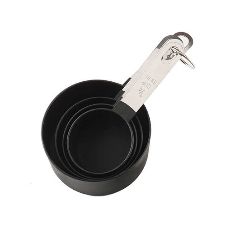 Stainless steel measuring cup and spoon set, plastic stainless steel handle measuring spoon 8-piece set with刻度 baking tool