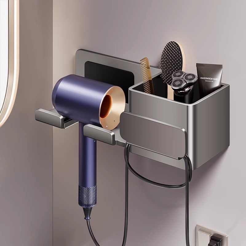 Hair dryer storage rack no-drill bathroom storage winding hair dryer holder hair dryer bracket bathroom rack