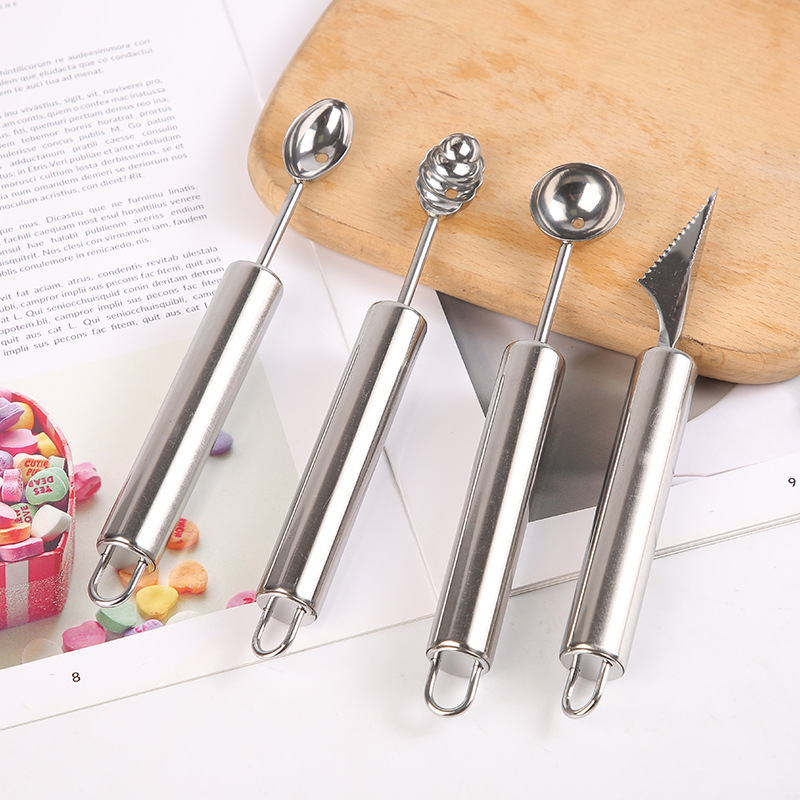 Double Head Fruit Spoon Melon Baller 304 Stainless Steel Caterpillar Set Multifunctional Shape Fruit Ball Scoop