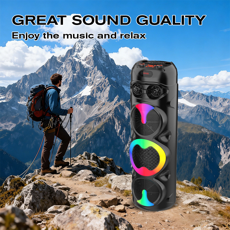 ZQS8309 Dedicated Karaoke Heavy Bass Knob High Volume Wireless Microphone Speaker Bluetooth Speaker