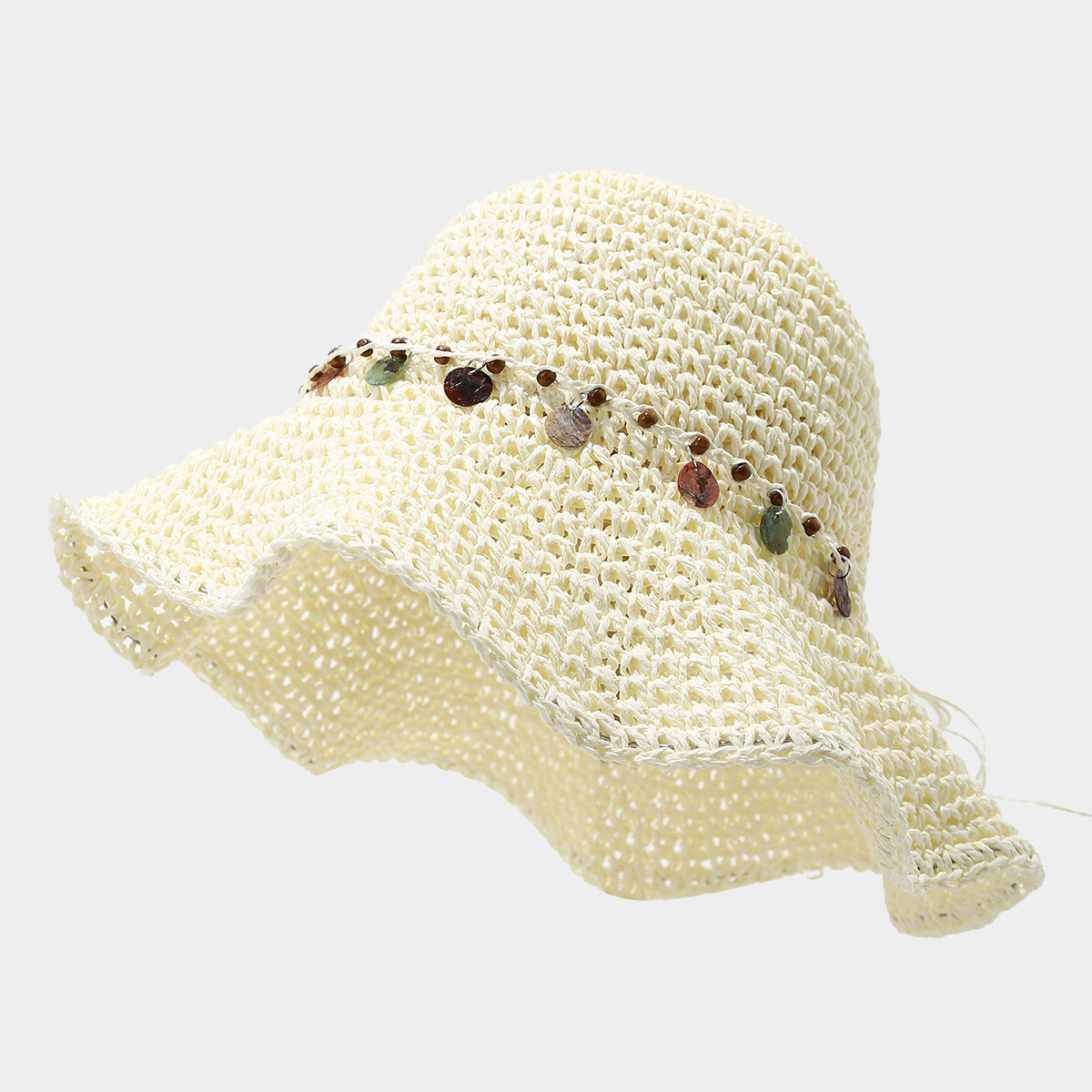 Crochet Straw Hat, Summer Hollow Sun Hat, Breathable and Non-Stuffy, Vacation Style Wide Brim Woven Straw Hat for Women, Beach Hat