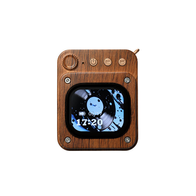Mechanical Wood Grain Bluetooth Speaker White Noise Sleep Plug-in Card Touch Screen Small Speaker Valentine's Day Birthday Gift