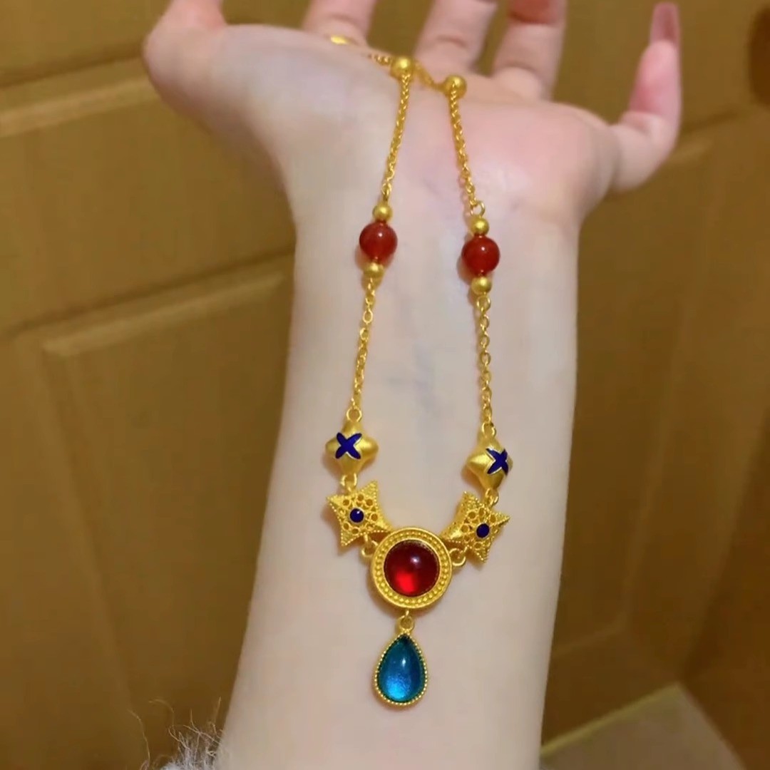 Vintage Flower Earrings Necklace Set Court Style Necklace