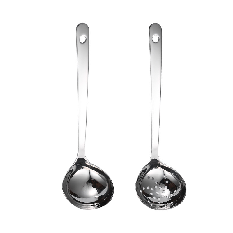316 stainless steel thickened soup spoon and slotted spoon for kitchen use, large hot pot spoon