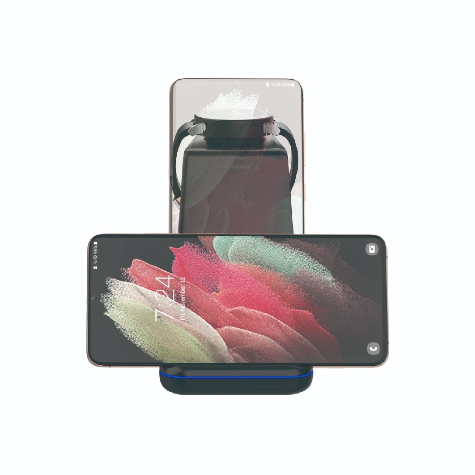 Three-in-one wireless charger 15W fast charging multi-function stand wireless charger for Samsung phones watches earphones