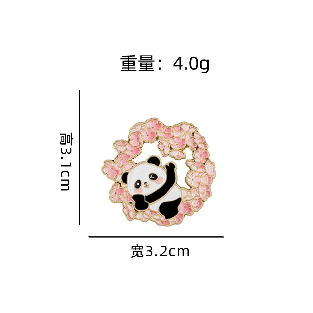 Panda Bouquet Badge Cute Cartoon Animal Flower Chengdu Tourist Gift Brooch Clothing Hat Accessory