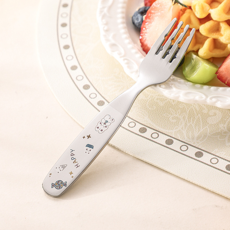 304 stainless steel children's spoon kindergarten cartoon baby food spoon feeding spoon silicone box