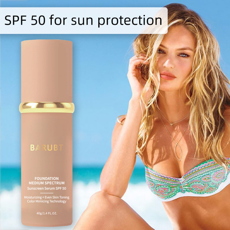 BARUBT Medium Spectrum Temperature Changing Foundation Cream Natural Concealer Dry Skin Not Cakey 40g