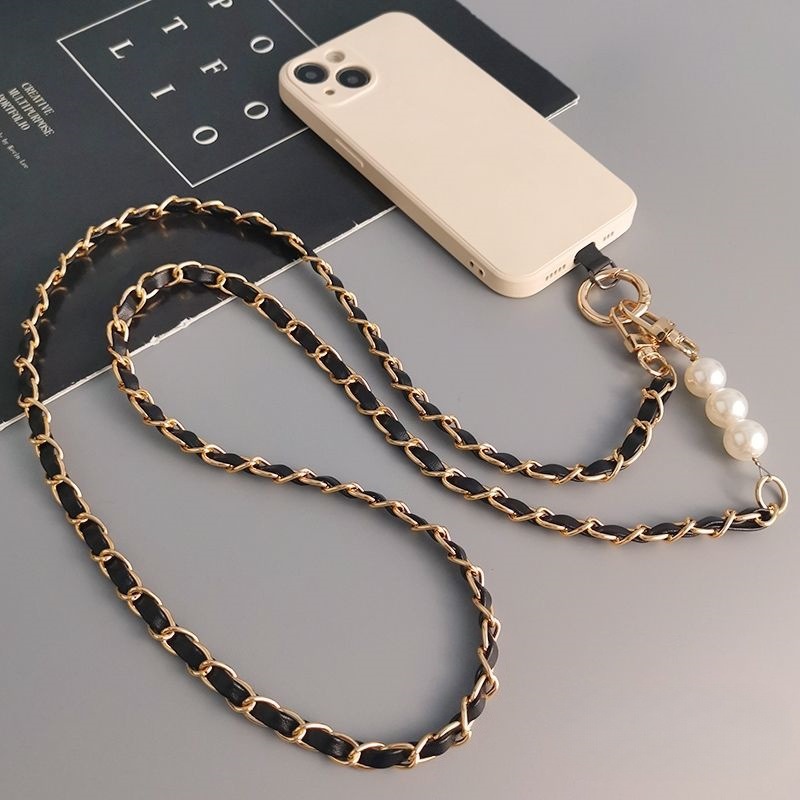 Phone Lanyard Women Pearl Long Crossbody Pikachu Chain Small Fragrance Style Neck Strap Universal Chain