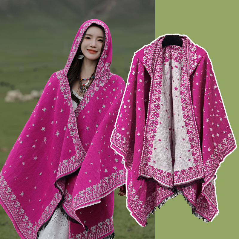 Chaka Salt Lake Ethnic Style Shawl Desert Travel Scarf Northwest Photo Hooded Slit Shawl Women