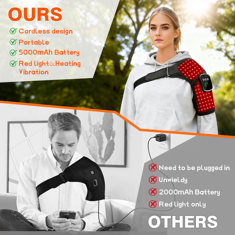 Red Light Physiotherapy Vibration Hot Compress Shoulder Guard Electric Heating Physiotherapy Red Light Heating Pulse Massage Infrared Shoulder Guard