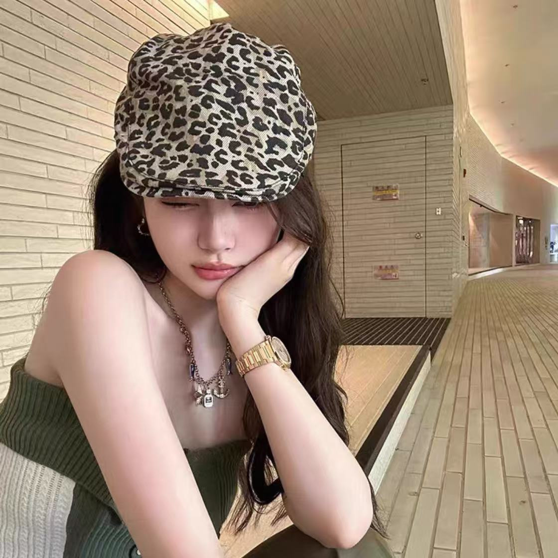 Rivet Forward Cap for Women, Spring/Autumn, Beret, Thin Sun Protection, Casual, Face Slimming