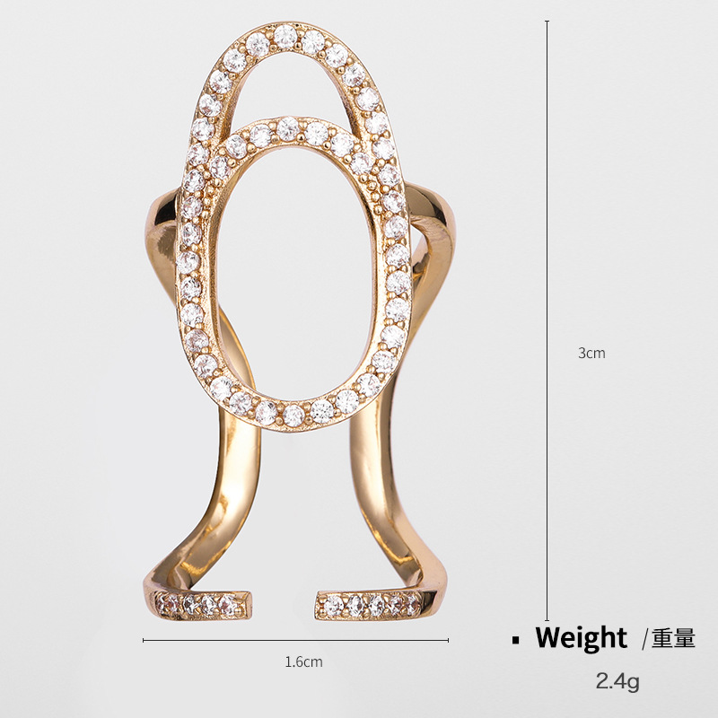 Kenjie copper gold-plated zircon fingertip ring for women punk nail art nail ring exquisite nail cover