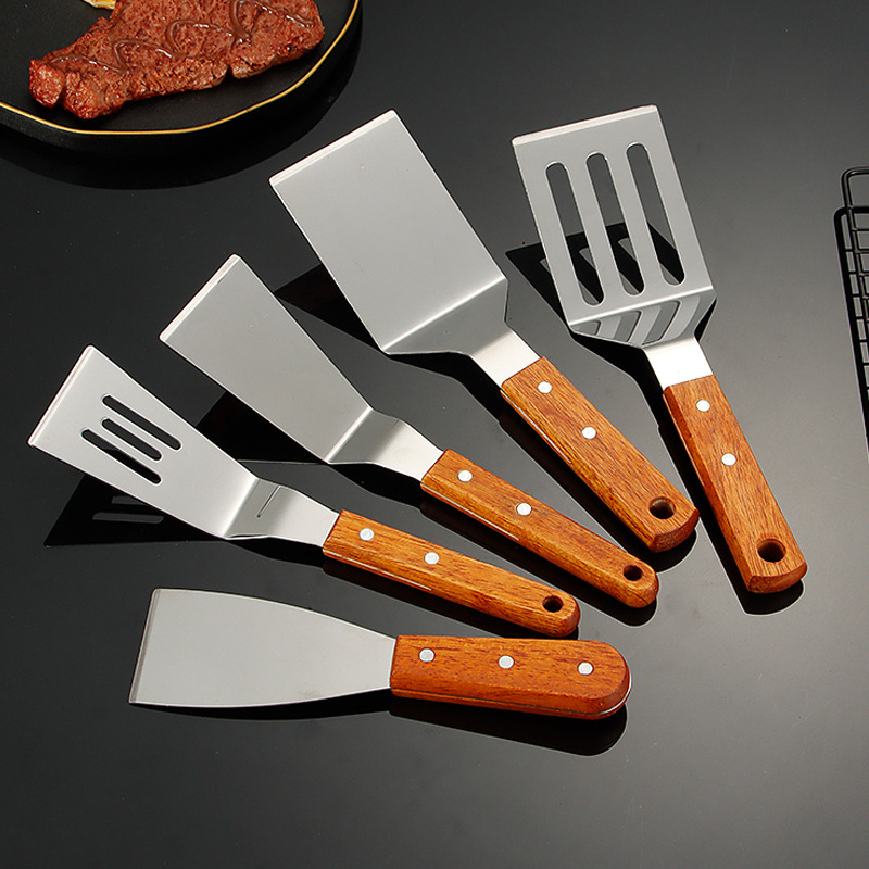Stainless steel teppanyaki cooking spatula, Western pizza spatula, hand-grabbed cake press, pancake tool, stir-fry ice spatula