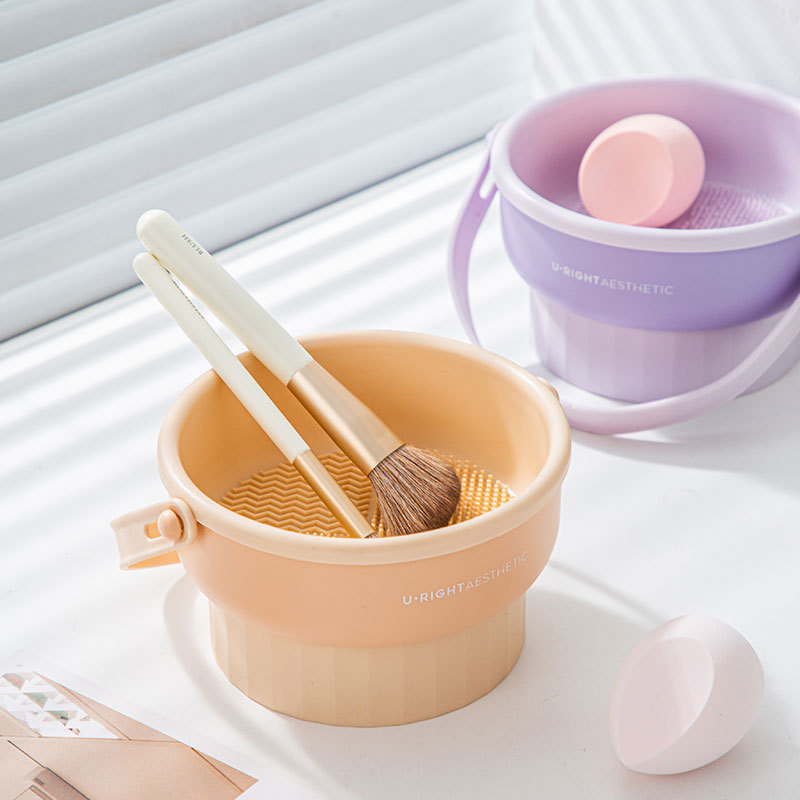 Powder Puff Cleaning Storage Box Beauty Blender Drying Makeup Brush Storage Brush Tool Box Hole Board Hook