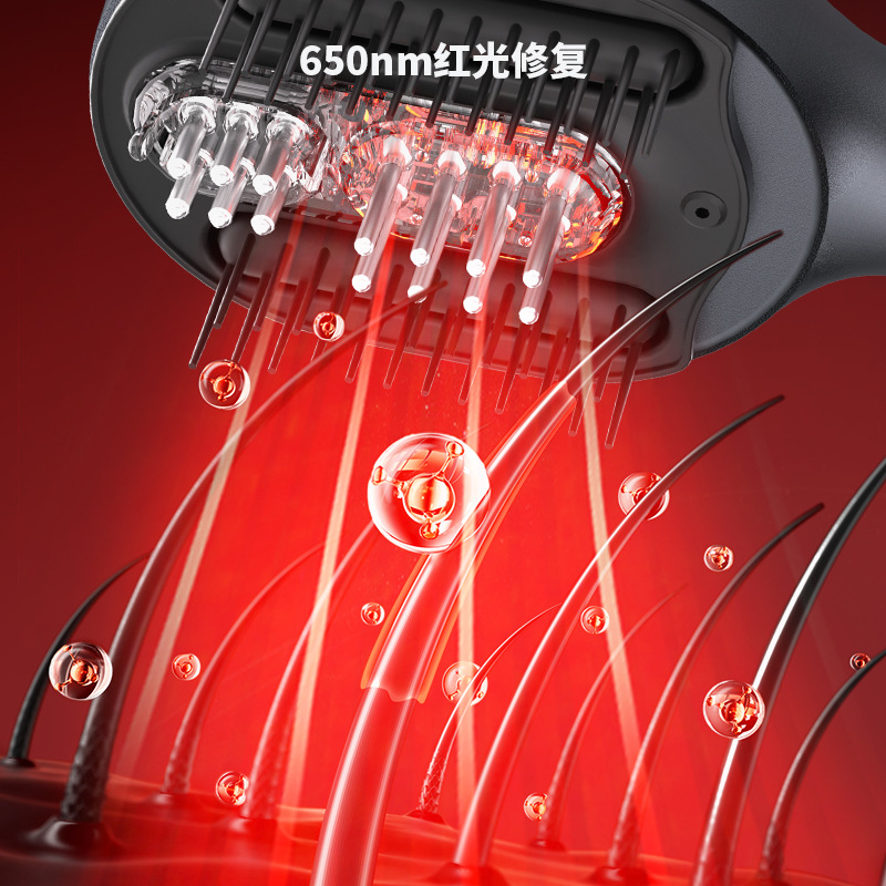 Electric Massage Comb Instrument Head Applicator EMS Vibration Red Light Hair Scalp Conduction Liquid Essential Oil Microcurrent Comb