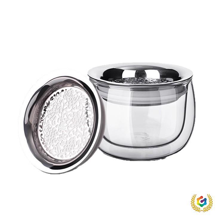 New lazy tea maker, double-layer anti-scald tea-water separation cup, 304 stainless steel tea set