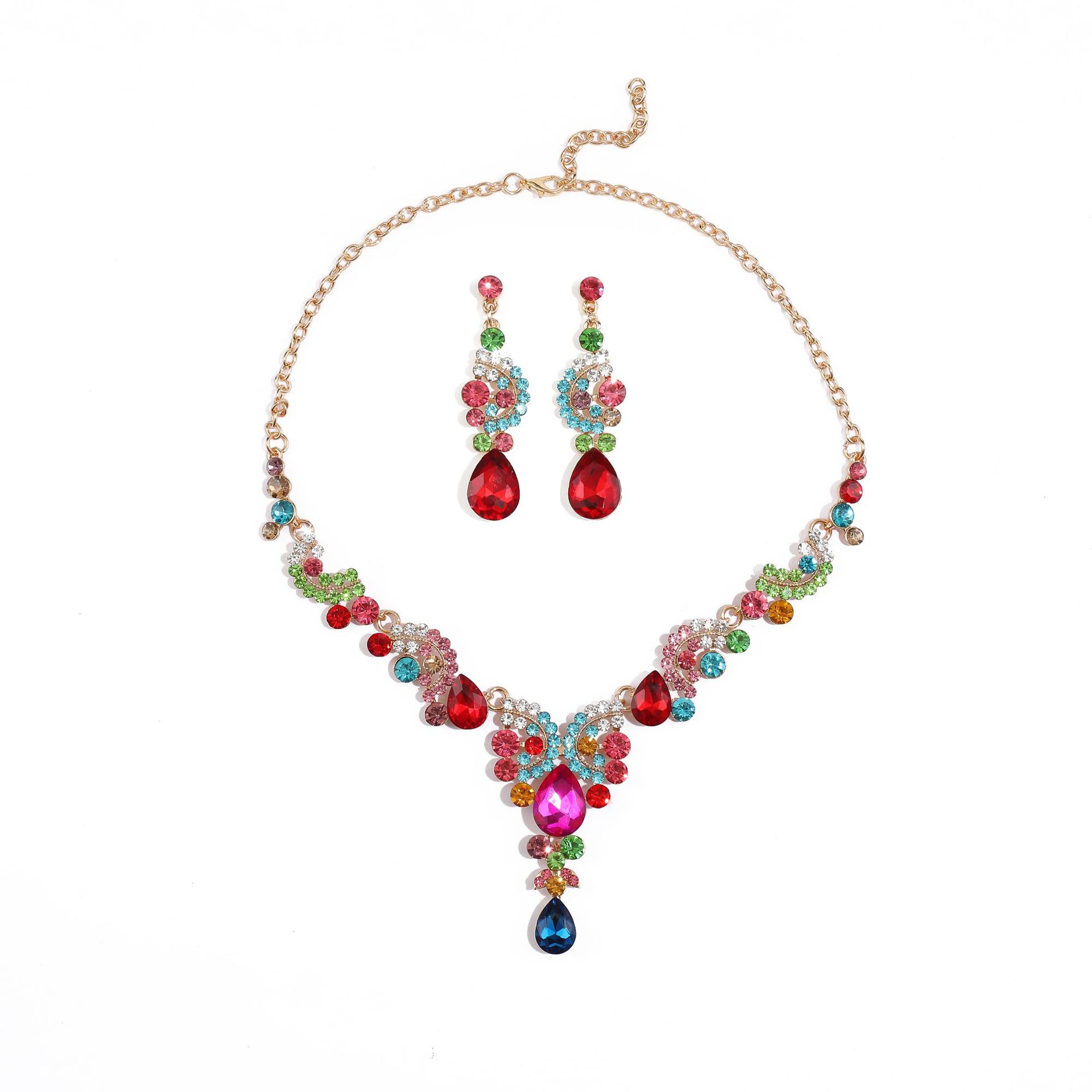 Necklace Earring Set Three-Piece Bride Wedding Dress Accessories New