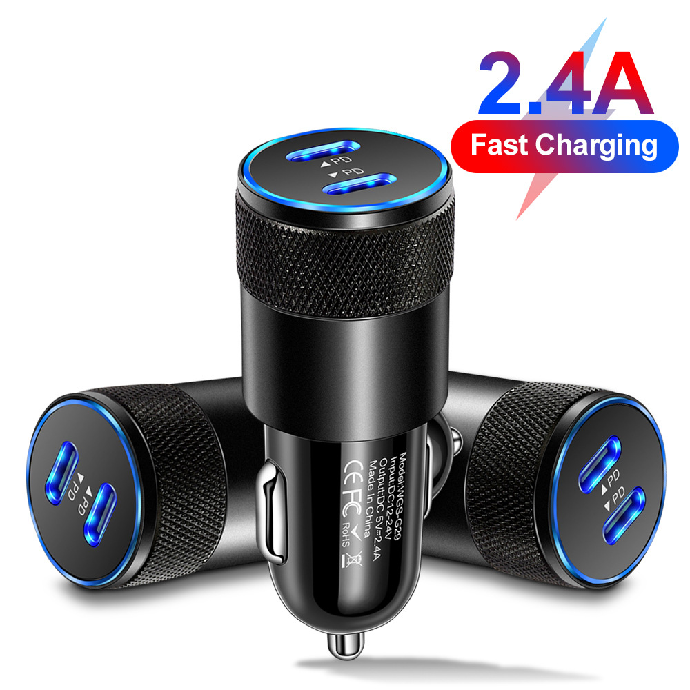 Dual PD 2.4A Dual PD Metal Cannon Fast Car Charger PD+PD Dual Fast Charge