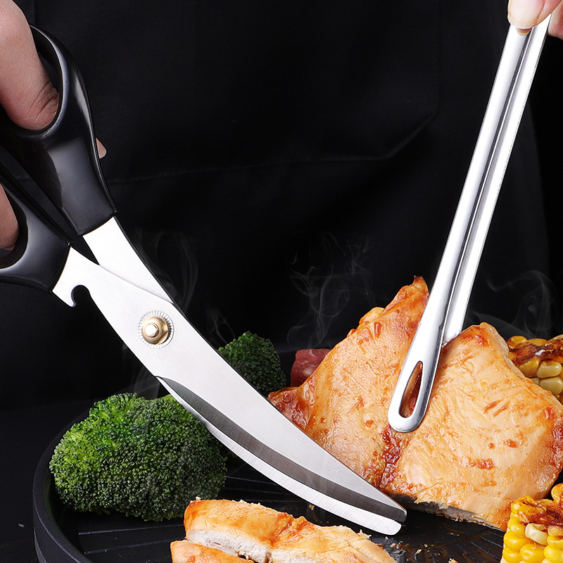 Barbecue clip 304 stainless steel outdoor picnic barbecue clip food clip self-service steak food scissors
