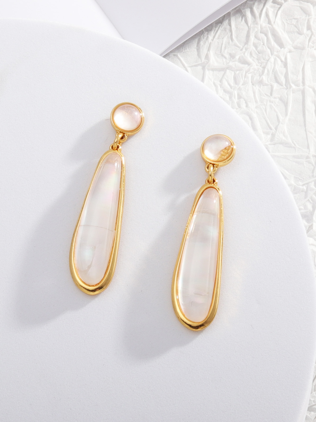 Wind Accessories Design Development Abalone Shell Long Texture Earrings Women