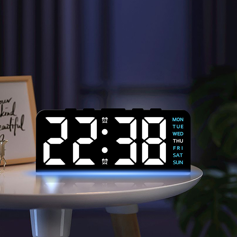 Innovative LED Large Digital Word Clock Atmosphere Light Date Desk Clock Multifunctional Digital Alarm Clock GH8033