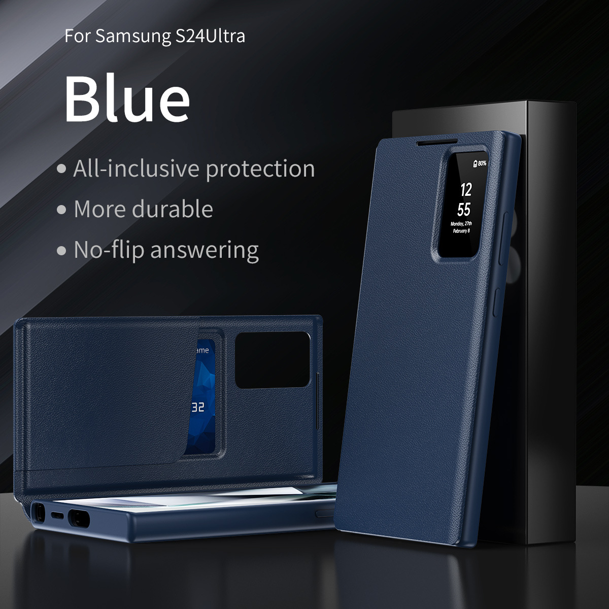 For Samsung S25Ultra Smart View Card Slot Leather Case S26Ultra Flip Cover Answer Phone Case