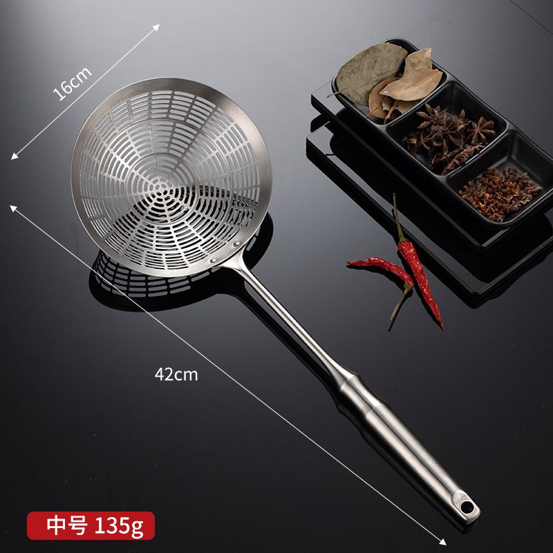 304 stainless steel hot pot slotted spoon, punched hole wire strainer, large colander, filter screen, strainer, noodle scoop, frying, thickened, large