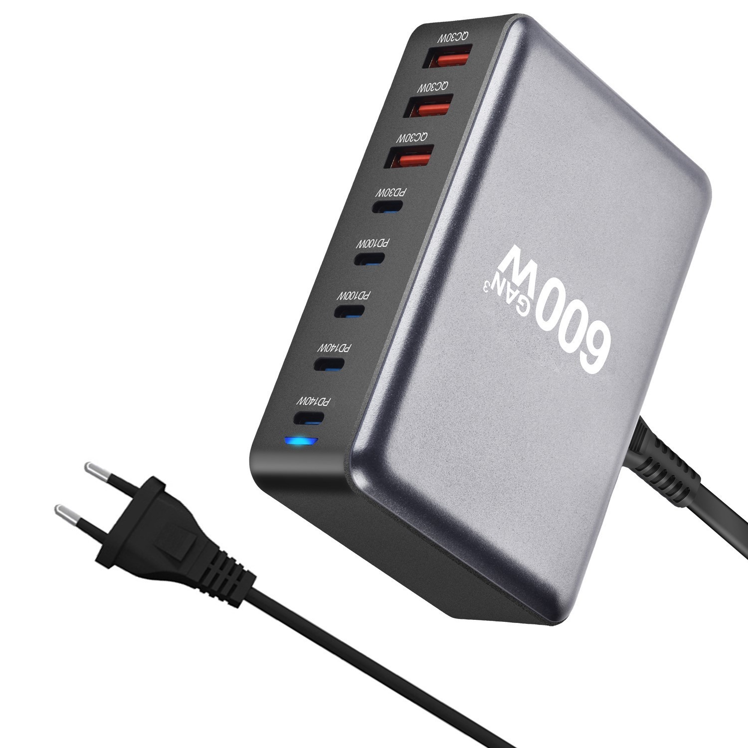 600W High Power GaN PD Fast Charging Head Desktop Charger Multi-Port USB Phone Apple Fast Charging