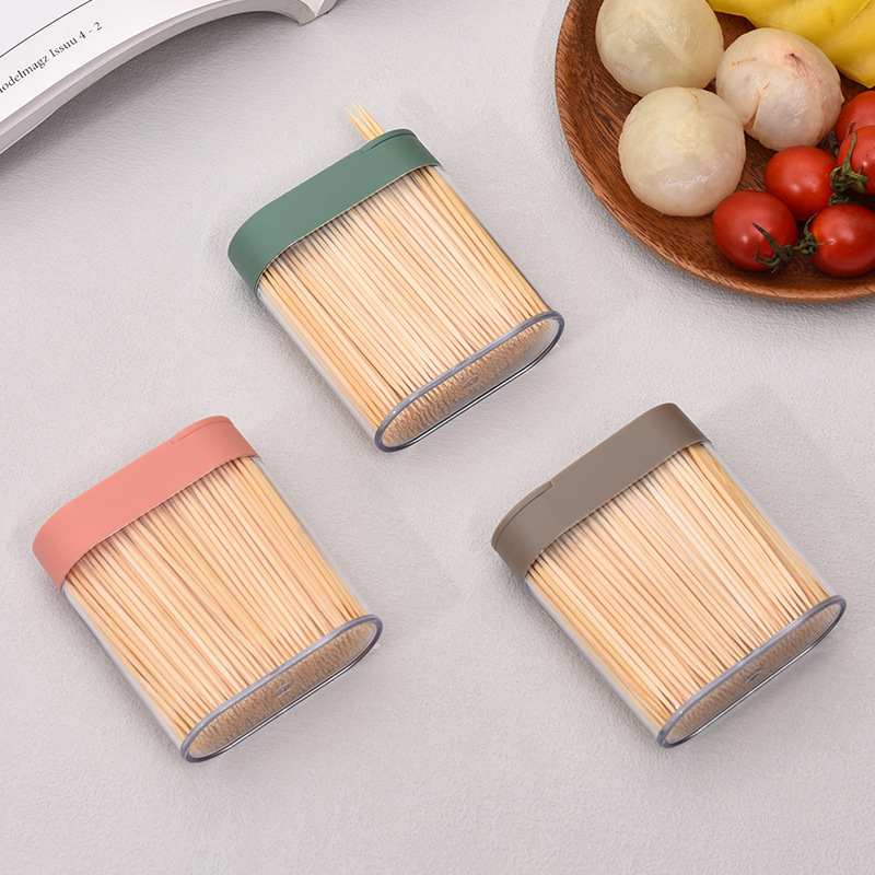 Bamboo fine toothpick, household toothpick, disposable toothpick, portable toothpick container, hotel restaurant toothpick box, double-ended