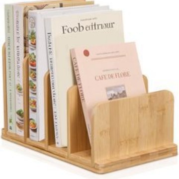 Desktop compartment book storage rack, bamboo wood multi-purpose book display stand, office desktop file organizer