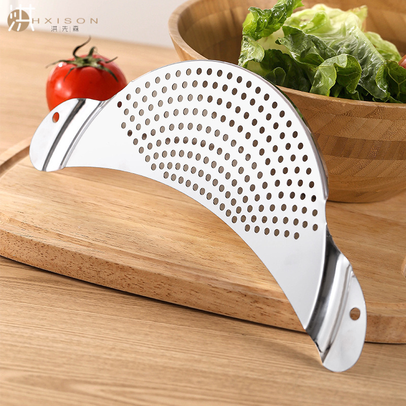Stainless steel kitchen drainer fruit and vegetable strainer slag barrier pot edge filter baffle kitchen tool