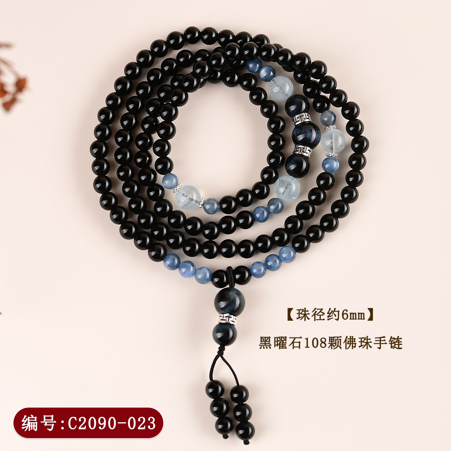 Natural Crystal Obsidian Aquamarine Bracelet S925 Silver Original Unisex Couple Bracelet