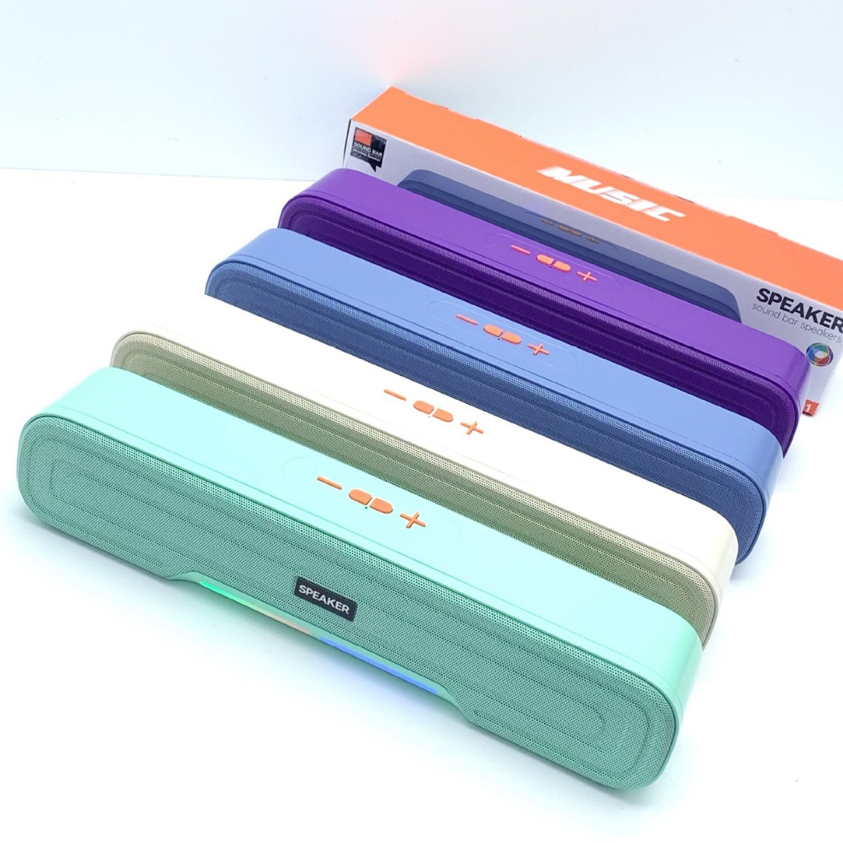 New product AC201 Bluetooth speaker long sound bar portable subwoofer desktop RGB colorful light card audio