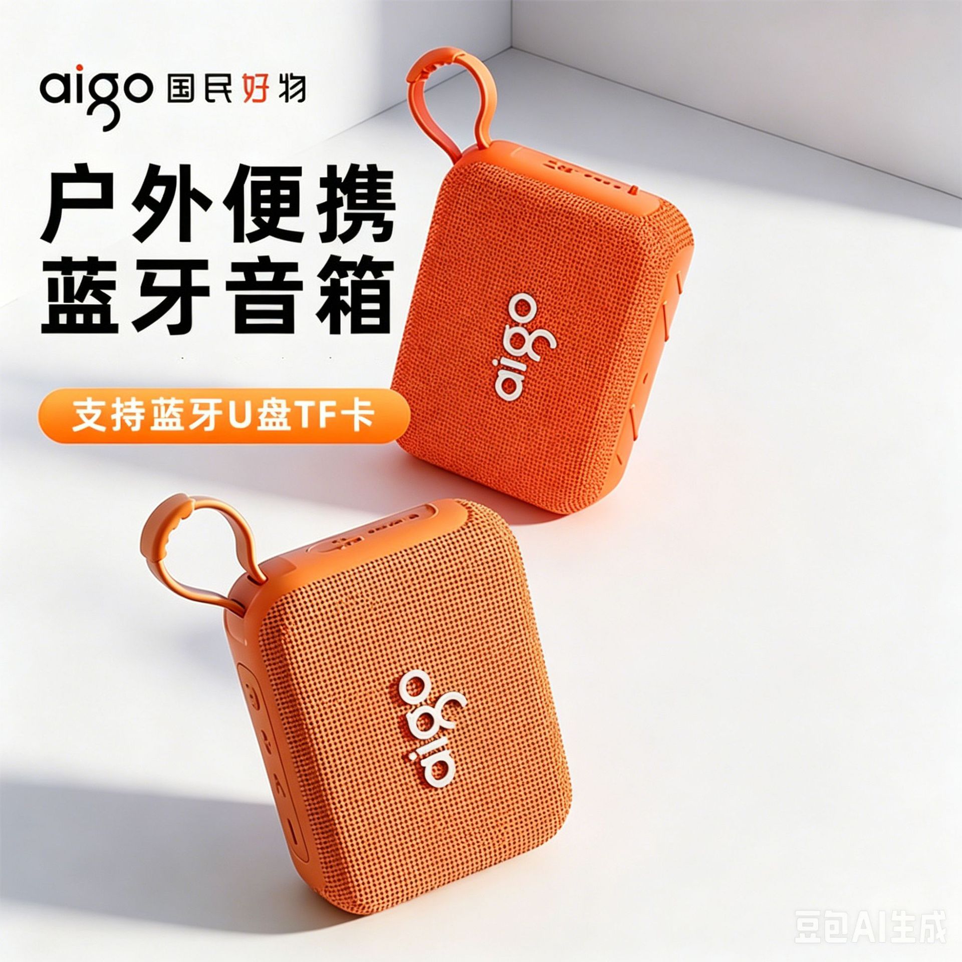 Aigo Outdoor Portable Bluetooth Small Speaker Plug U Disk TF Card Loud Volume Waterproof Portable Stall Vending Bass