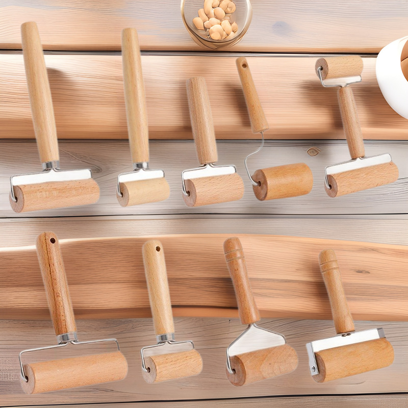 Wooden Handle Rolling Pin Double Head Solid Wood Roller for Dumpling Wrapper Beech Wood Rolling Pin Baking Tool