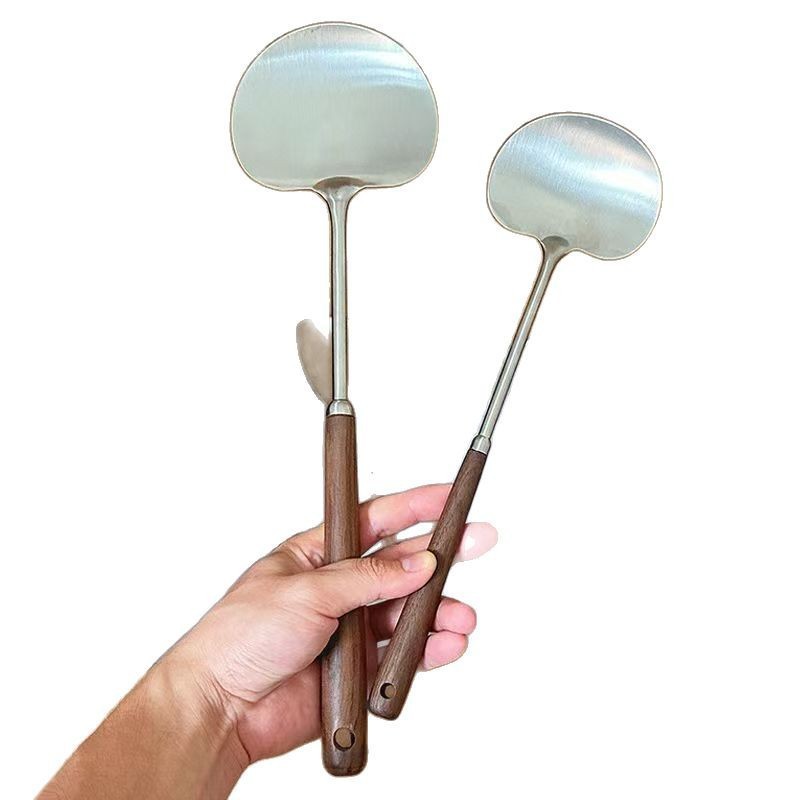 Stainless Steel Spatula Home Kitchen Mushroom Spatula Frying Pan Spatula Long Handle Anti-Scald High Temperature Resistant Cooking Spoon Kitchen Utensils
