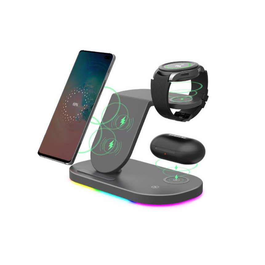 Phone stand three-in-one wireless charger 15W multi-function desktop for Samsung watches wireless charger