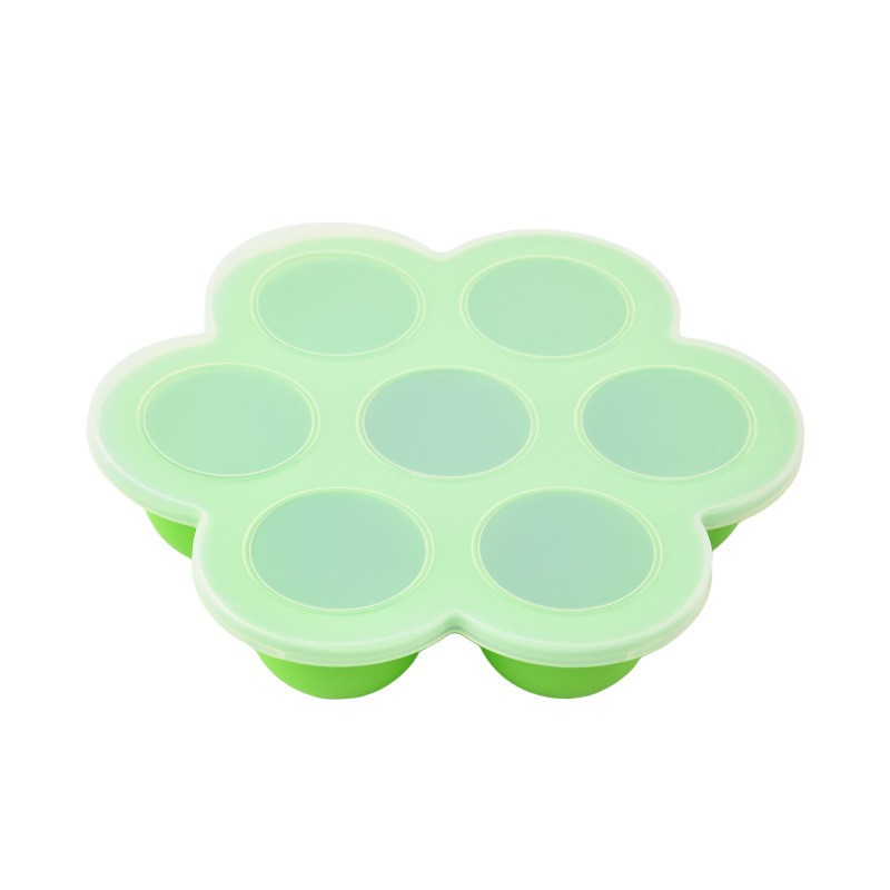 Food-grade silicone 7-hole baby food container with lid, baby food freezer tray, steamable, exclusive supply