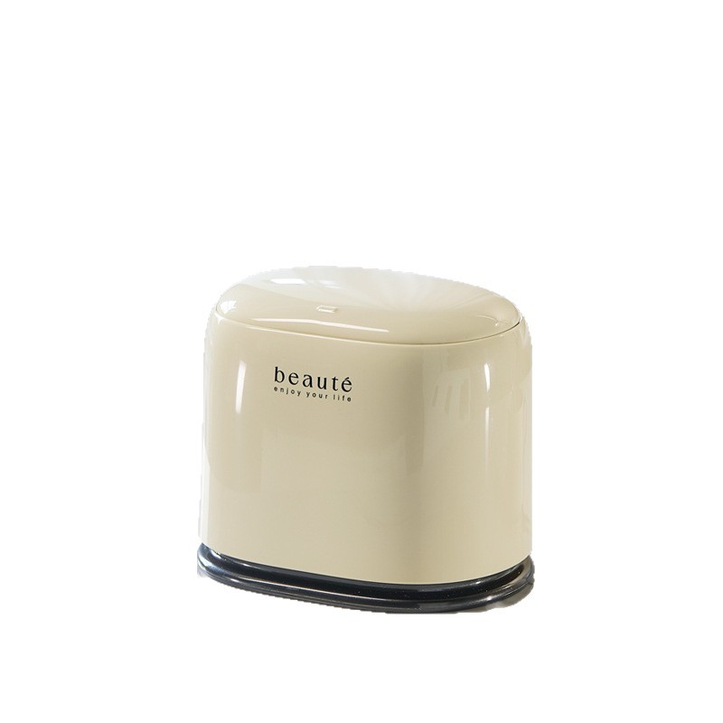 Cream Style Desktop Press Trash Can Tabletop Double Layer Storage Small Wastebasket Press Type